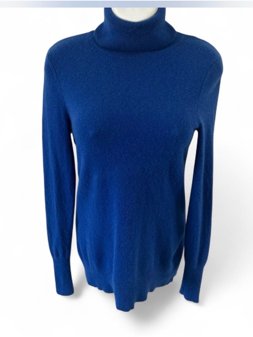 100% Cashmere Blue Turtleneck‎ Women's Sweater - Classic Pullover